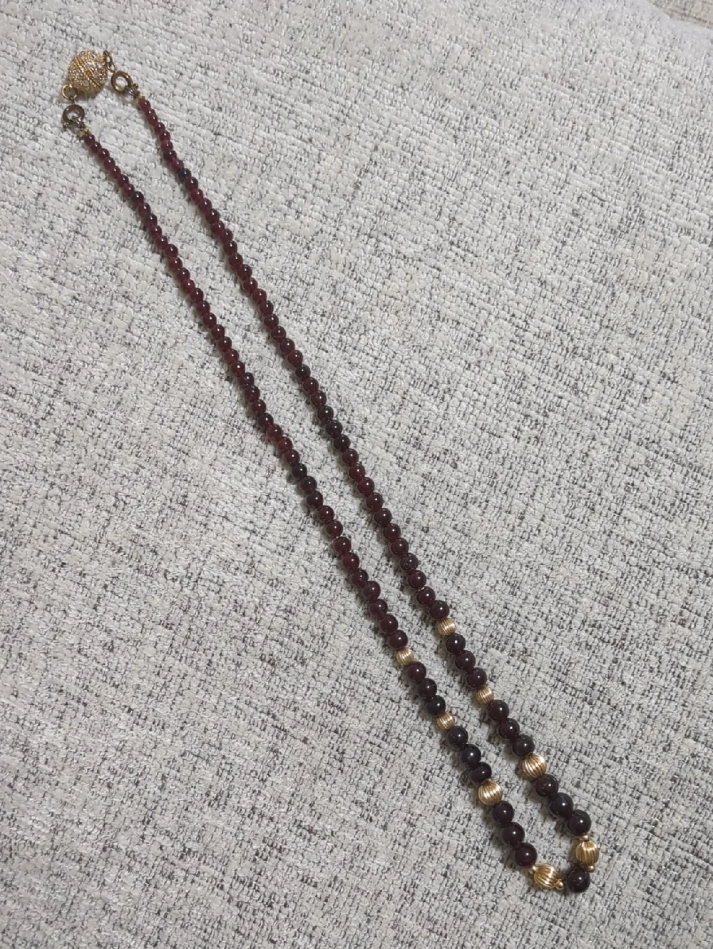 Genuine Garnet Bead Necklace - Picture 2 of 6